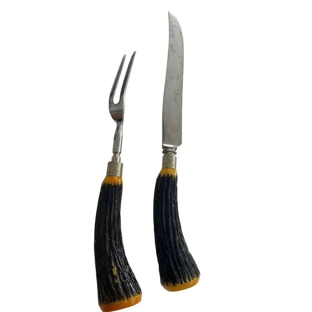 VTG 2 Pc Westall Richardson England Carving Knife Set Antler Bakelite Handles